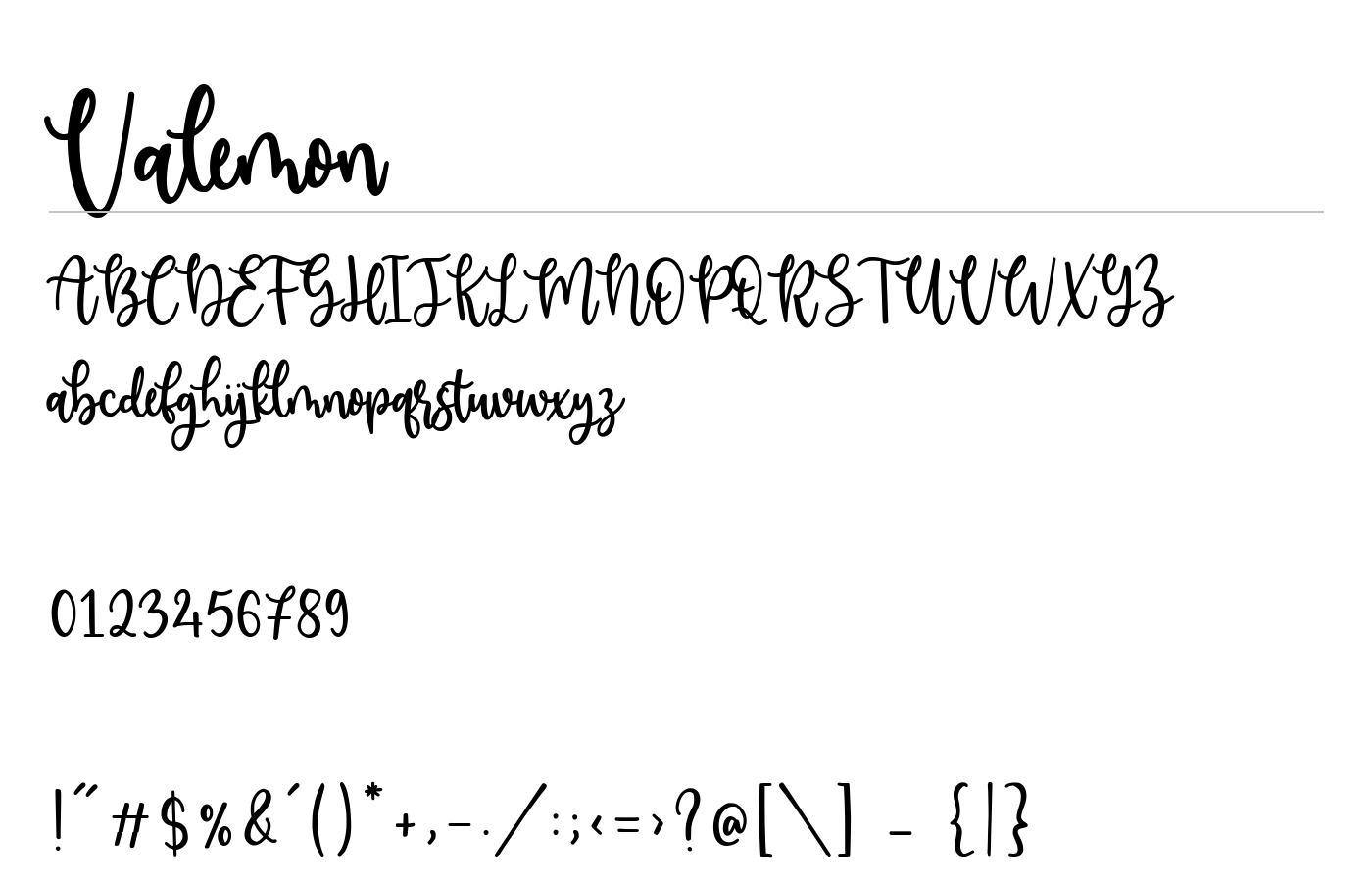 Valemon Font preview