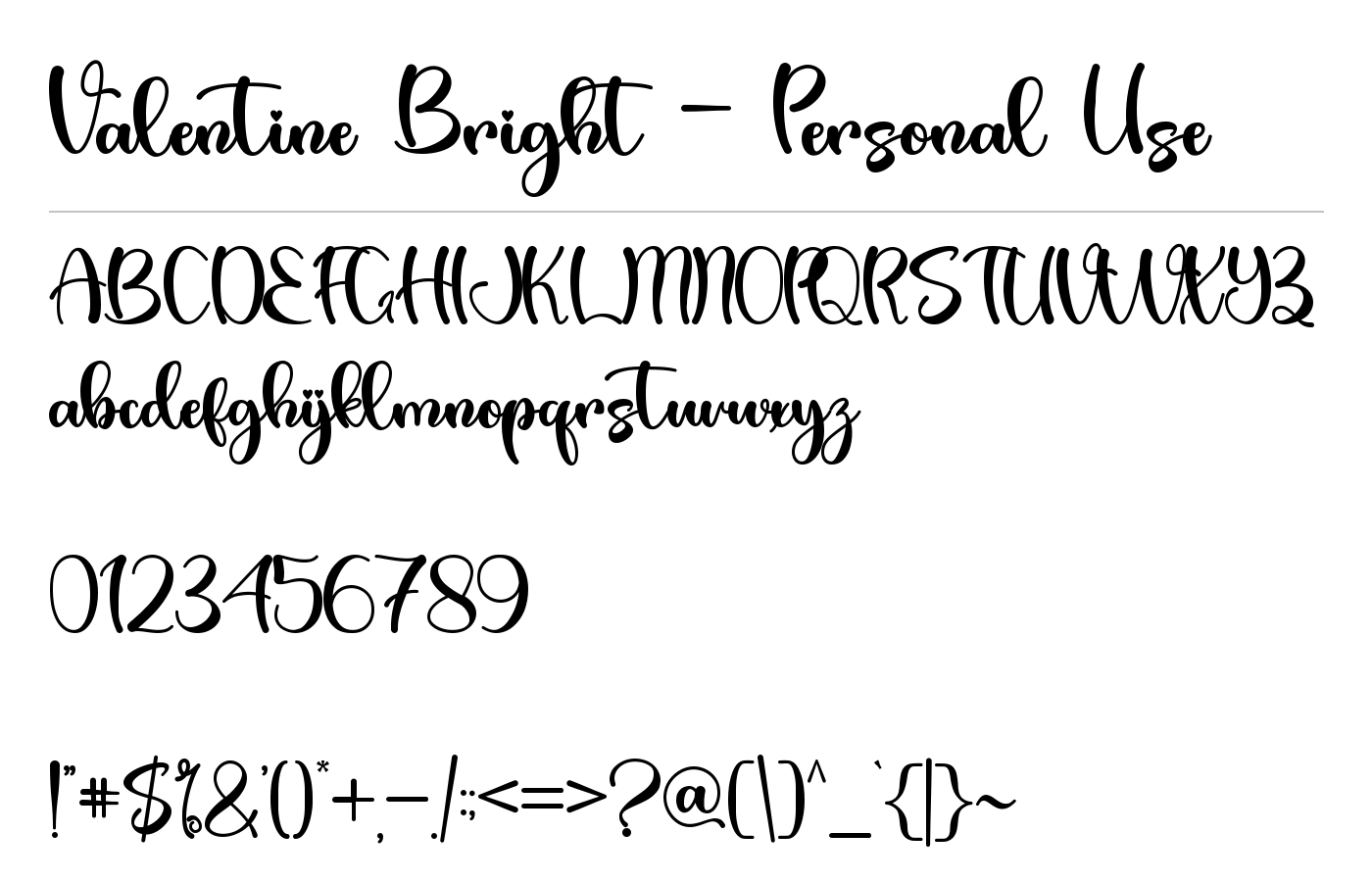 Valentine Bright Font preview