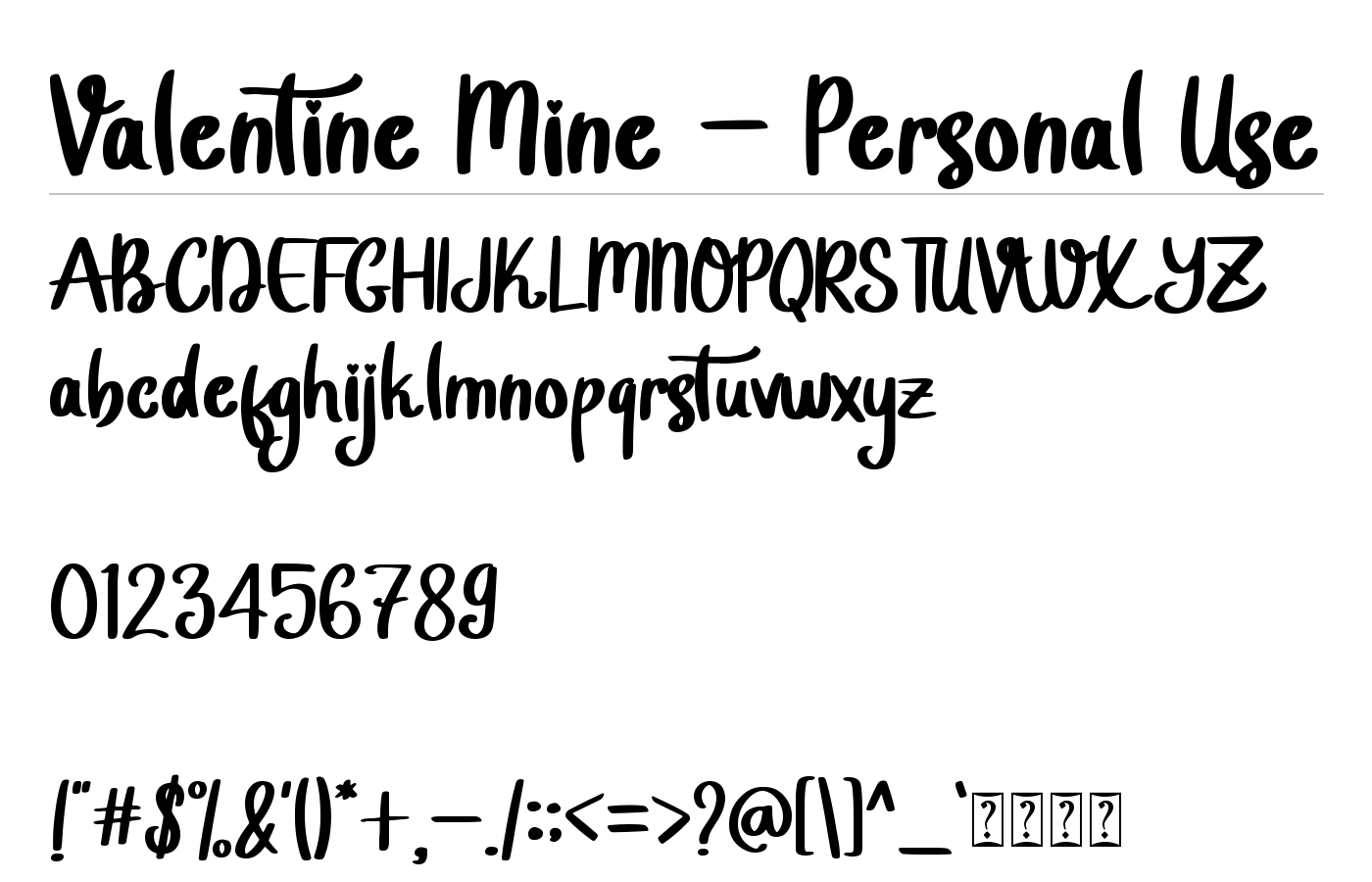 Valentine Mine Font preview