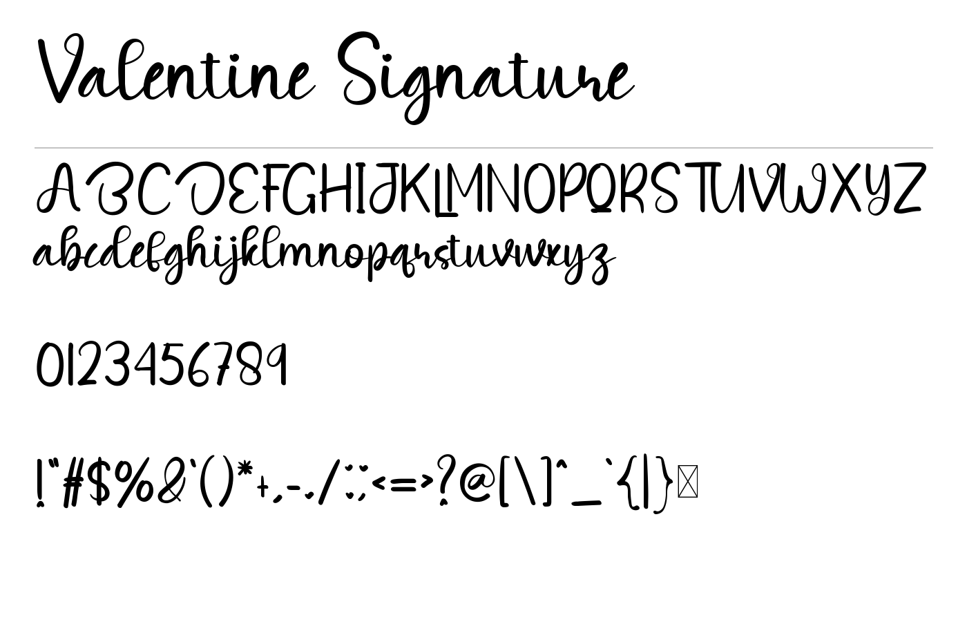 Valentine Signature Font preview