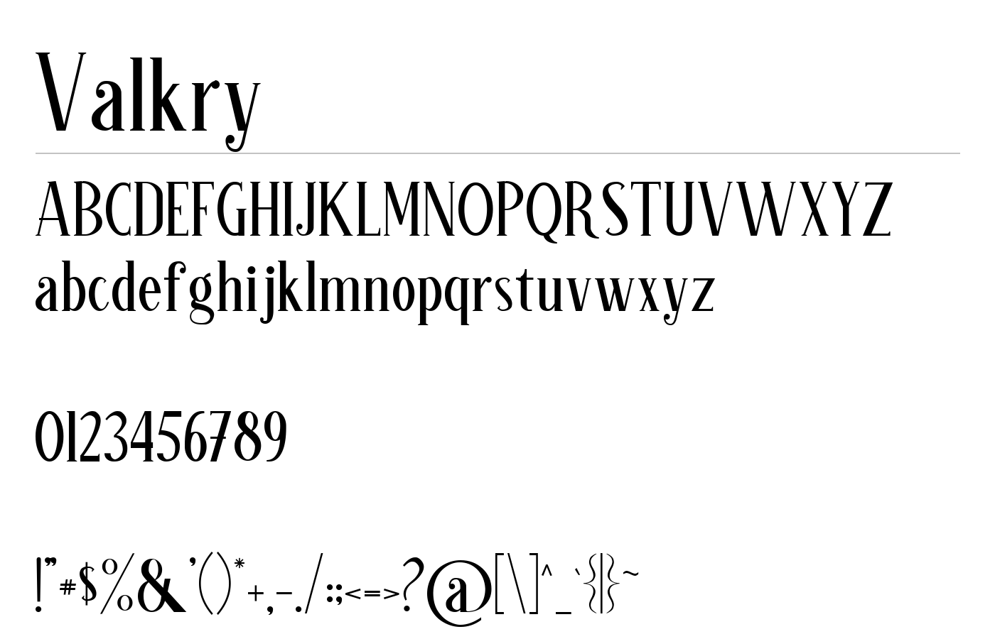 Valkry Font preview