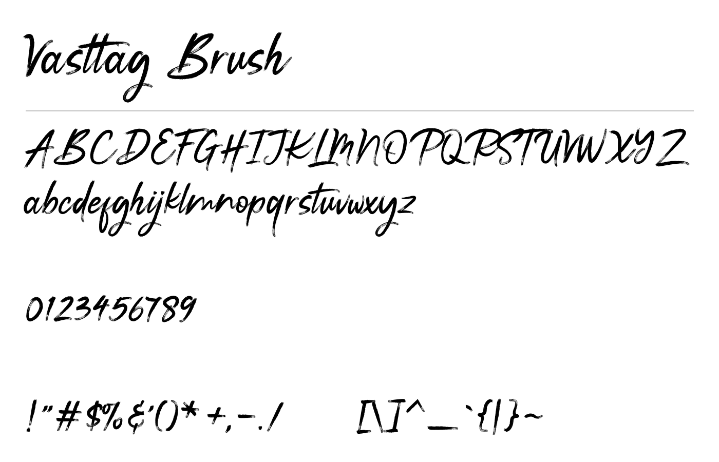 Vasttag Brush Font preview
