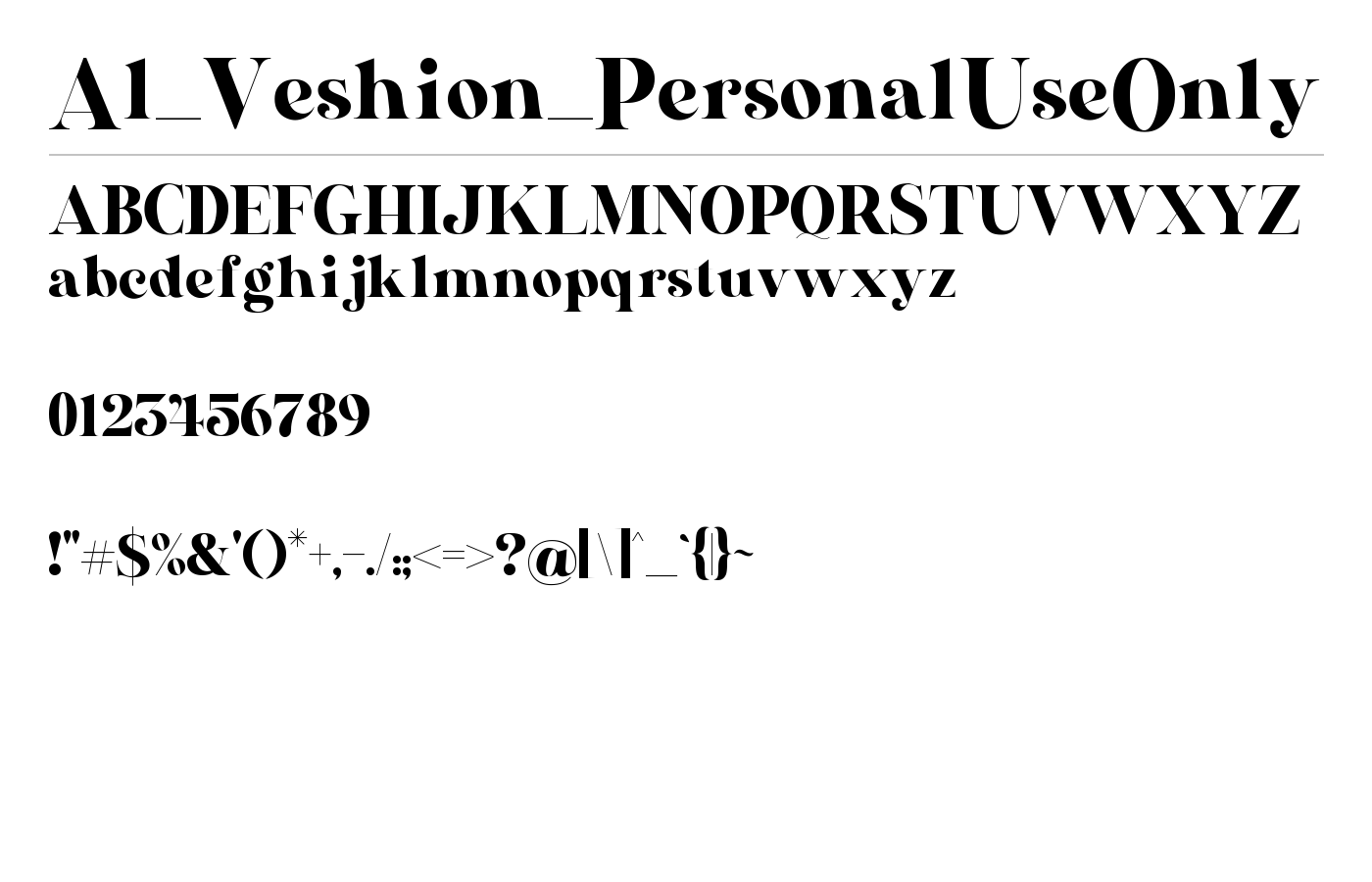 Veshion Font preview