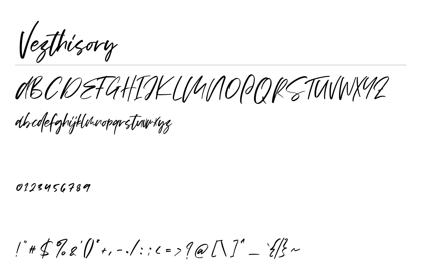 Vezthisory Font preview