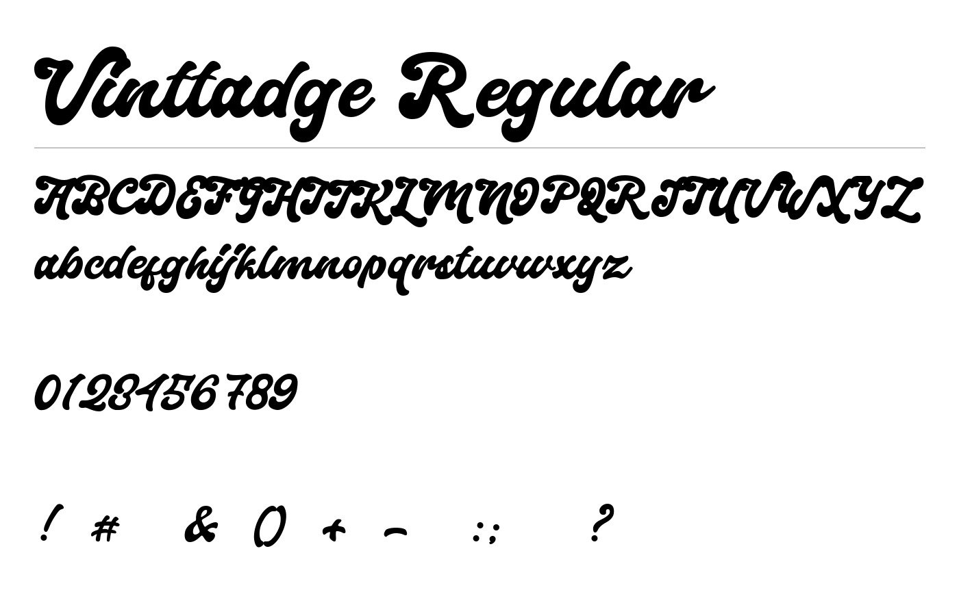 Vinttadge Font preview