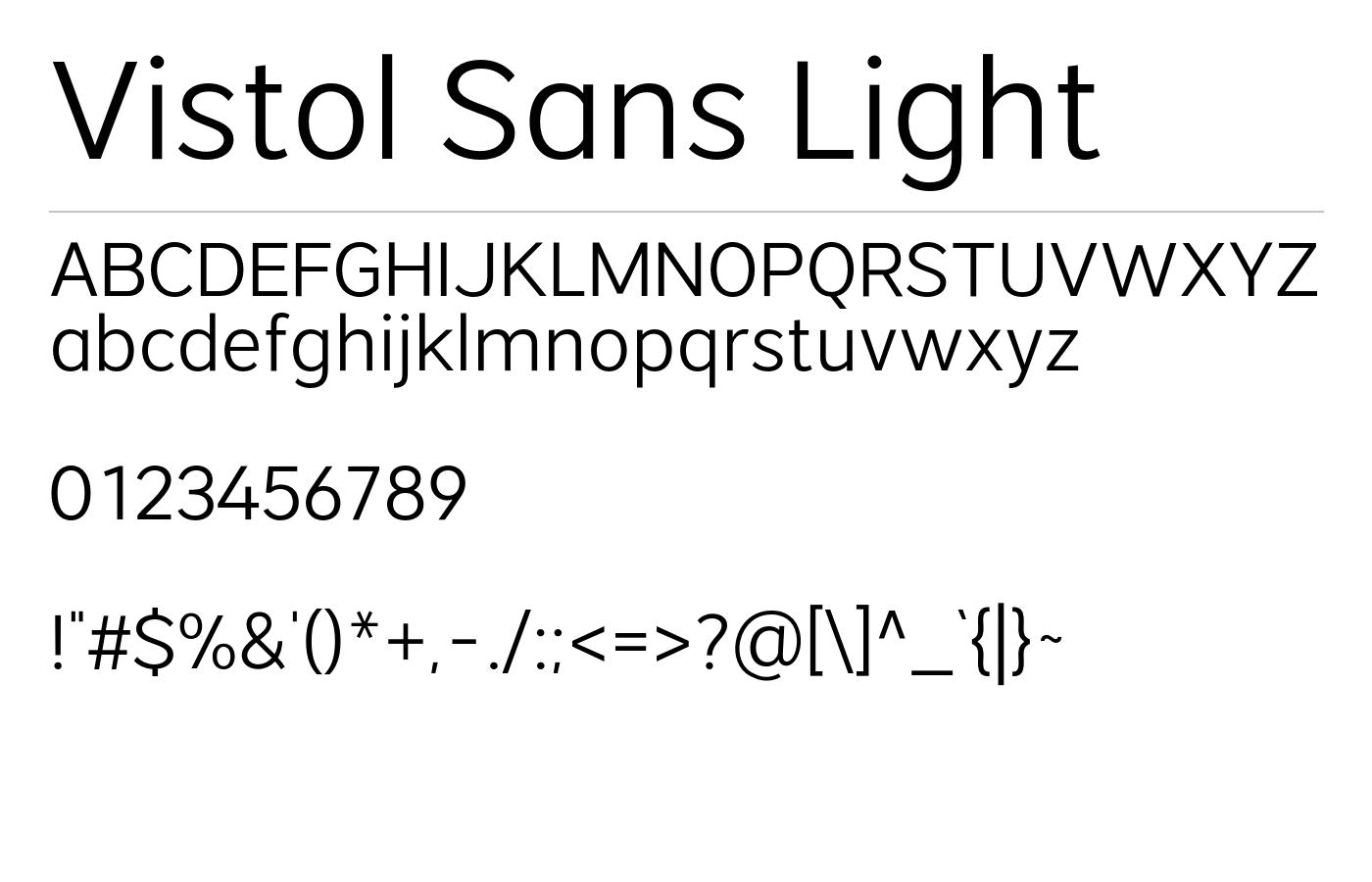Vistol Sans Light Latin Pro preview