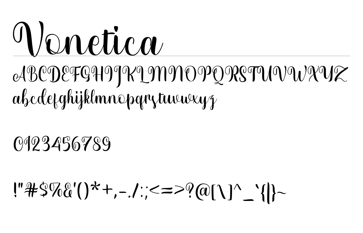 Vonetica Script Font preview