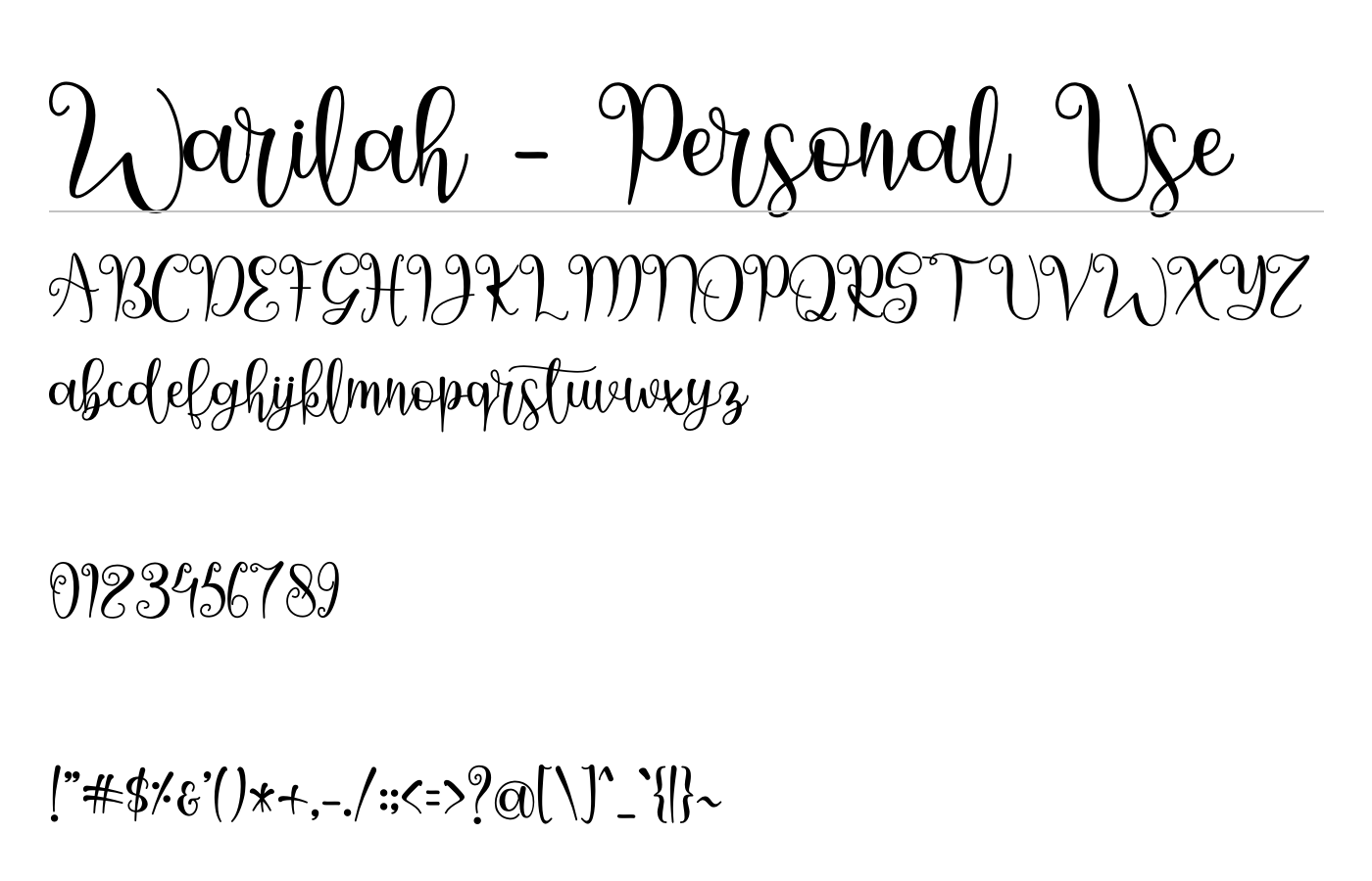 Warilah Font preview