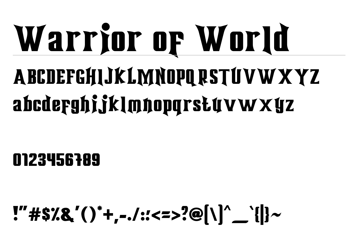 Warrior of World Font preview