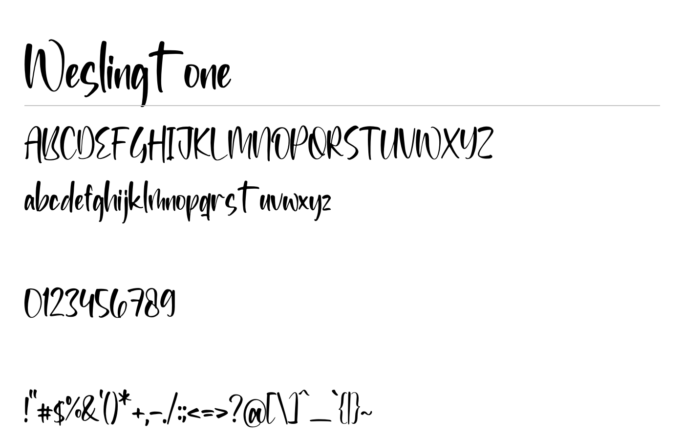 Weslingtone Font preview