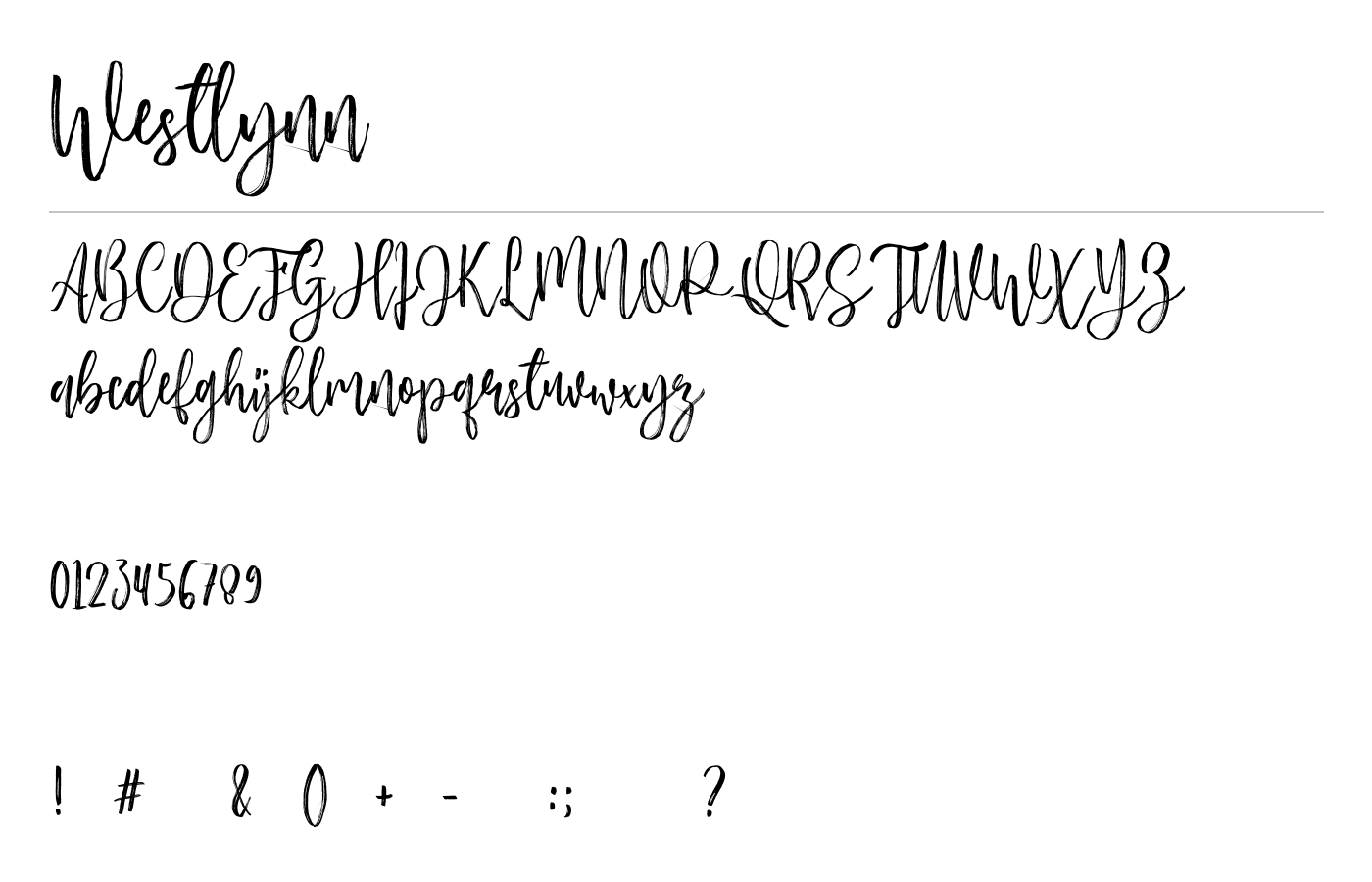Westlynn Font preview