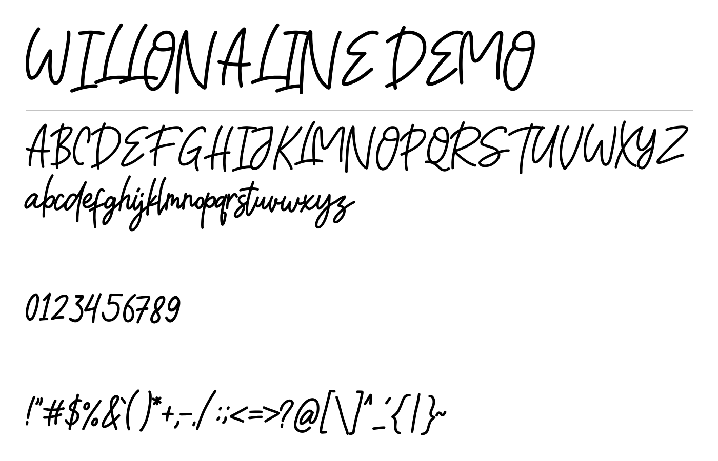 Willonaline Font preview