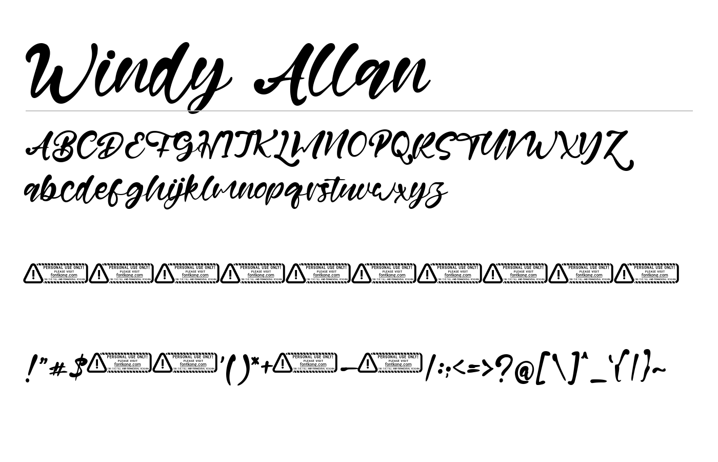 Windy Allan Font preview