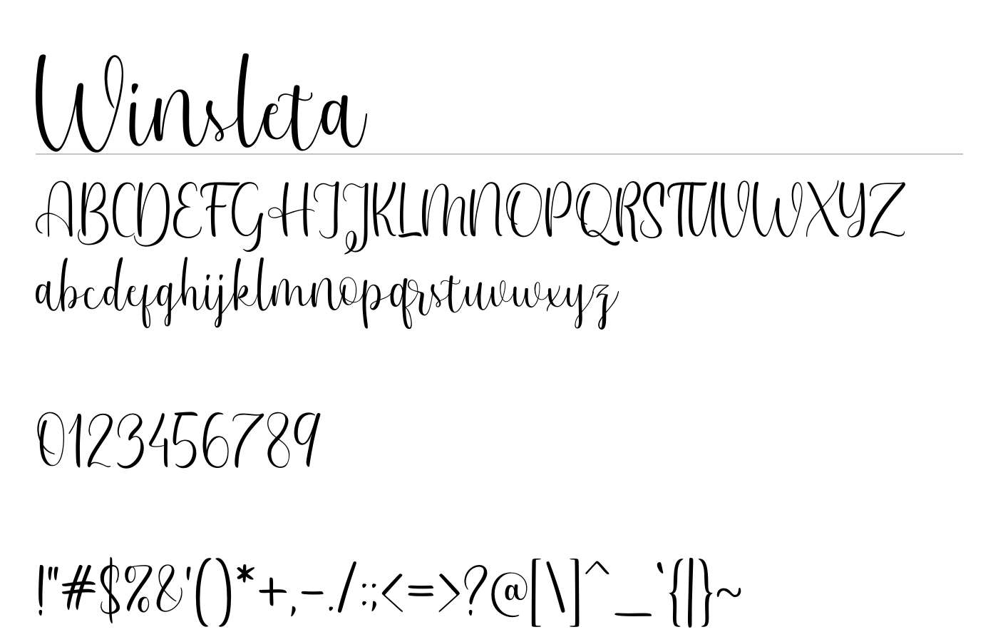 Winsleta Script Font preview