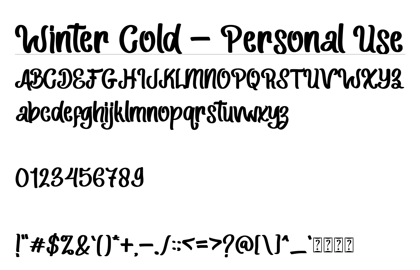 Winter Cold Font preview