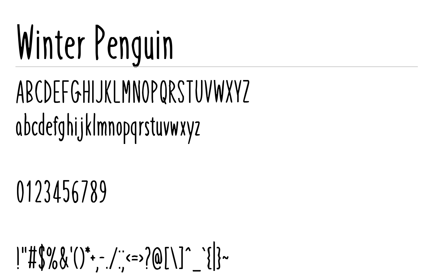 Winter Penguin Font preview