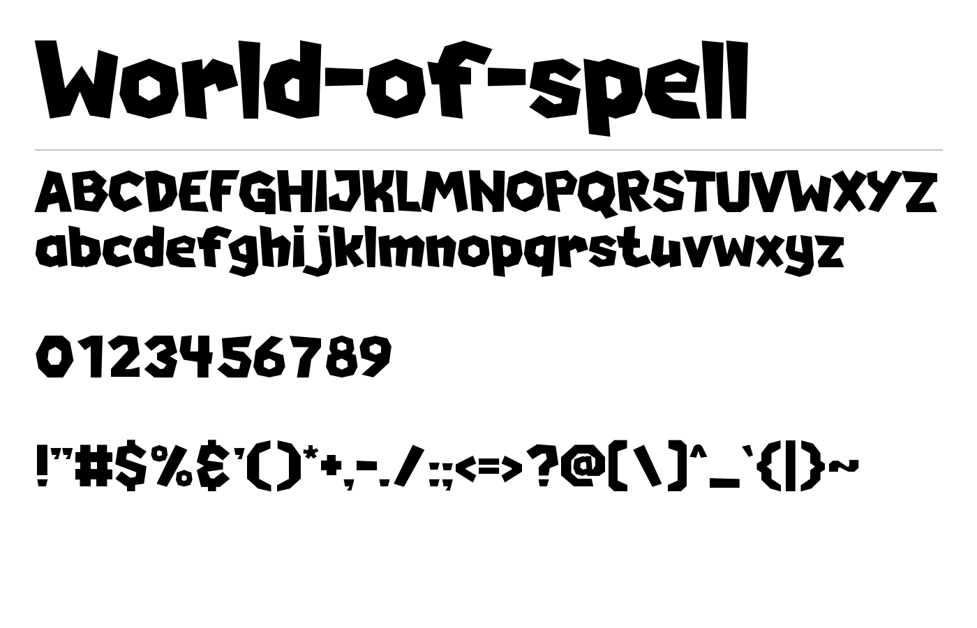 World of Spell Font preview