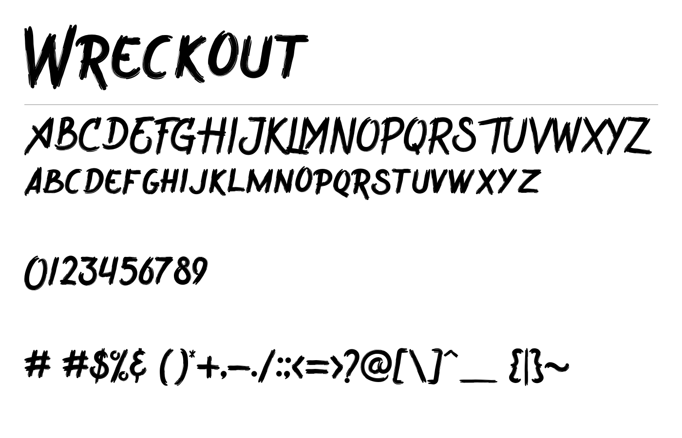 Wreckout Font preview