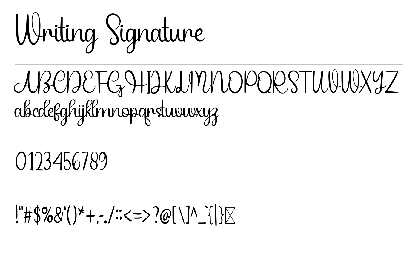 Writing Signature Font preview
