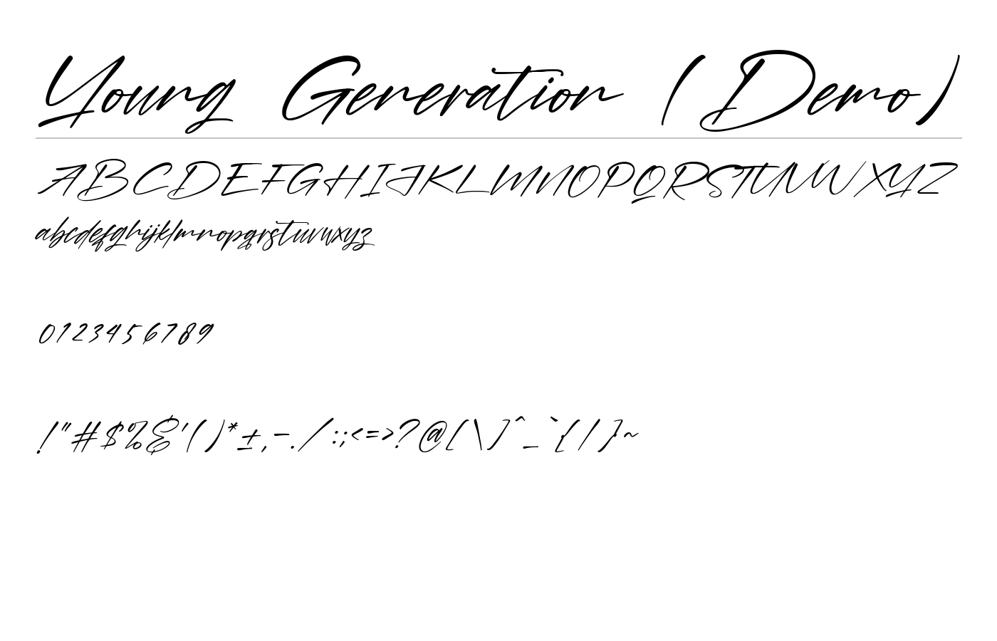 Young Generation Font preview