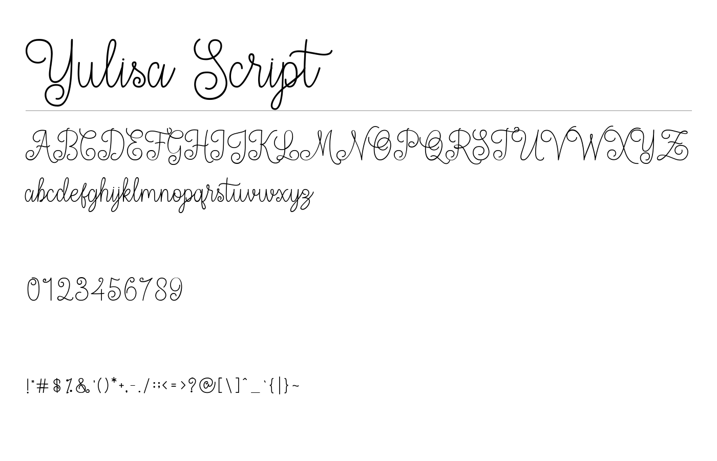 Yulisa Script Font preview
