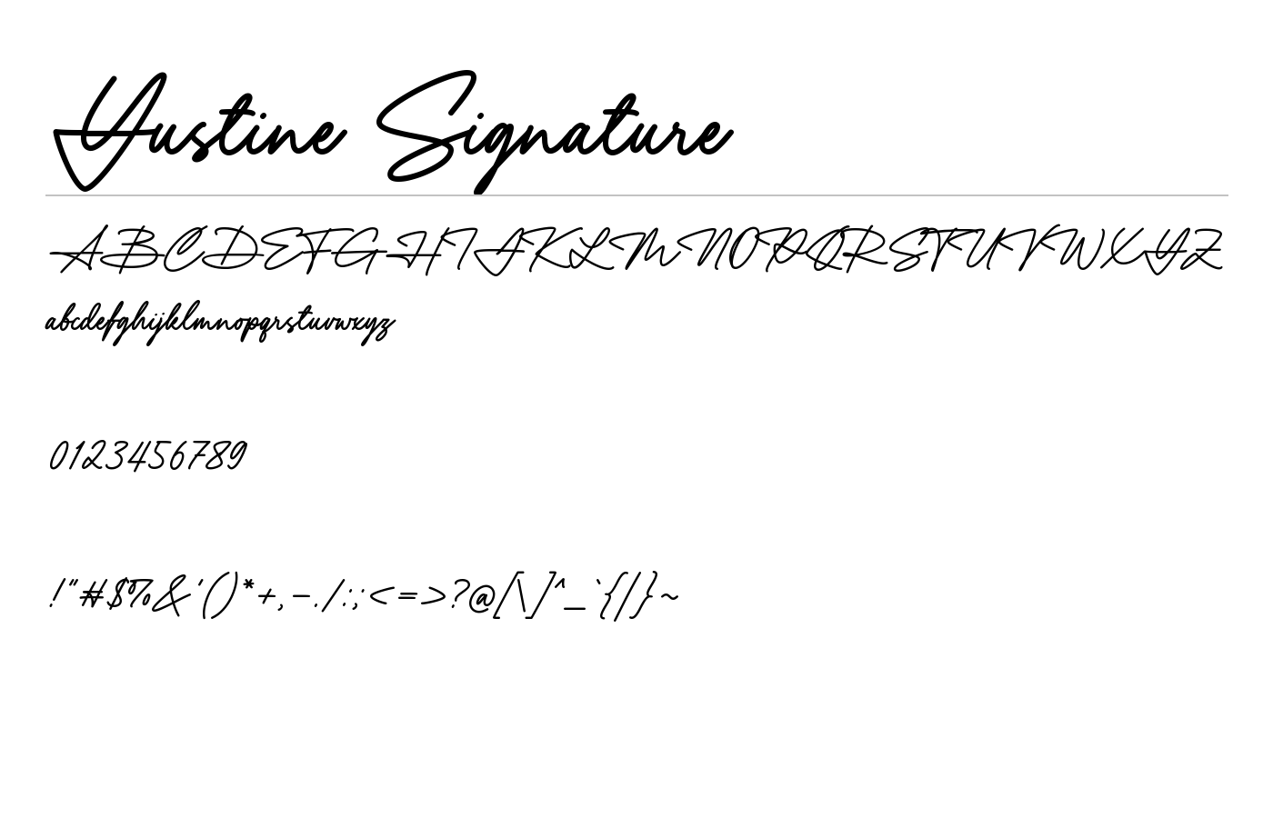 Yustine Signature Font preview