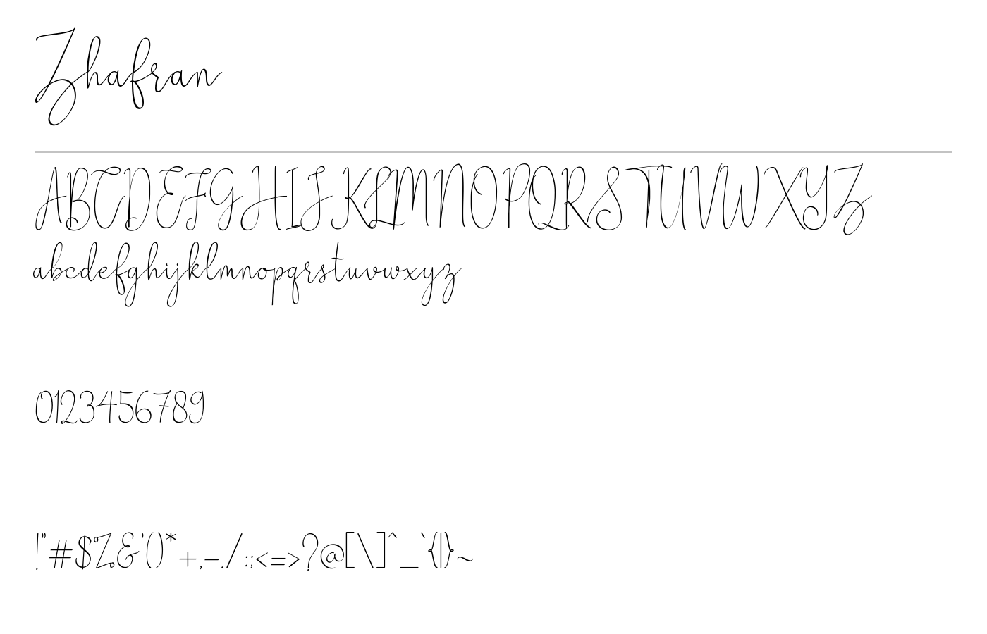 Zhafran Font preview