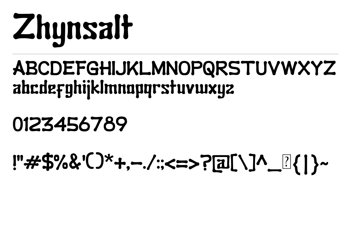 Zhynsalt Font preview