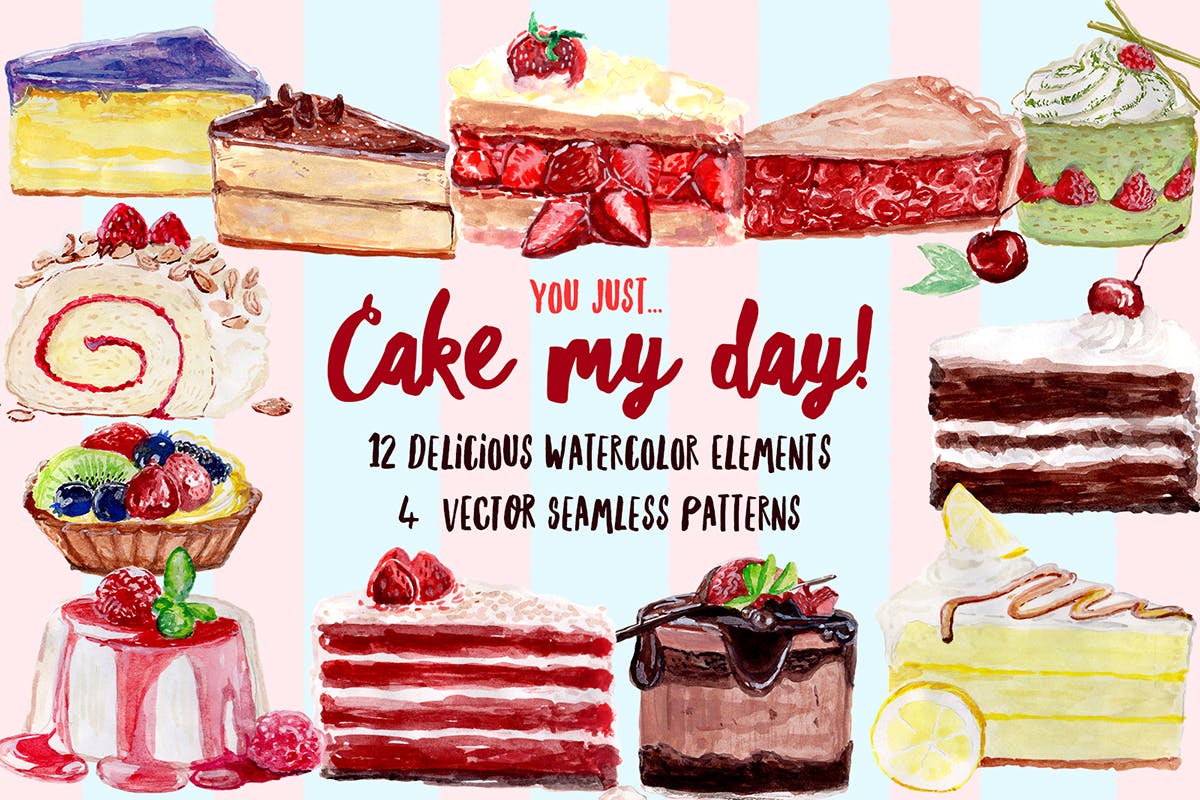 Free Watercolor Cake My Day